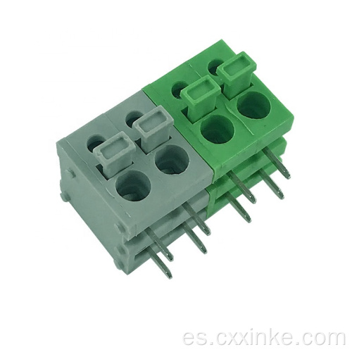 90 grados 5.0 mm Pitch Green and Grey Spring PCB Terminal Bloque Conector con botones